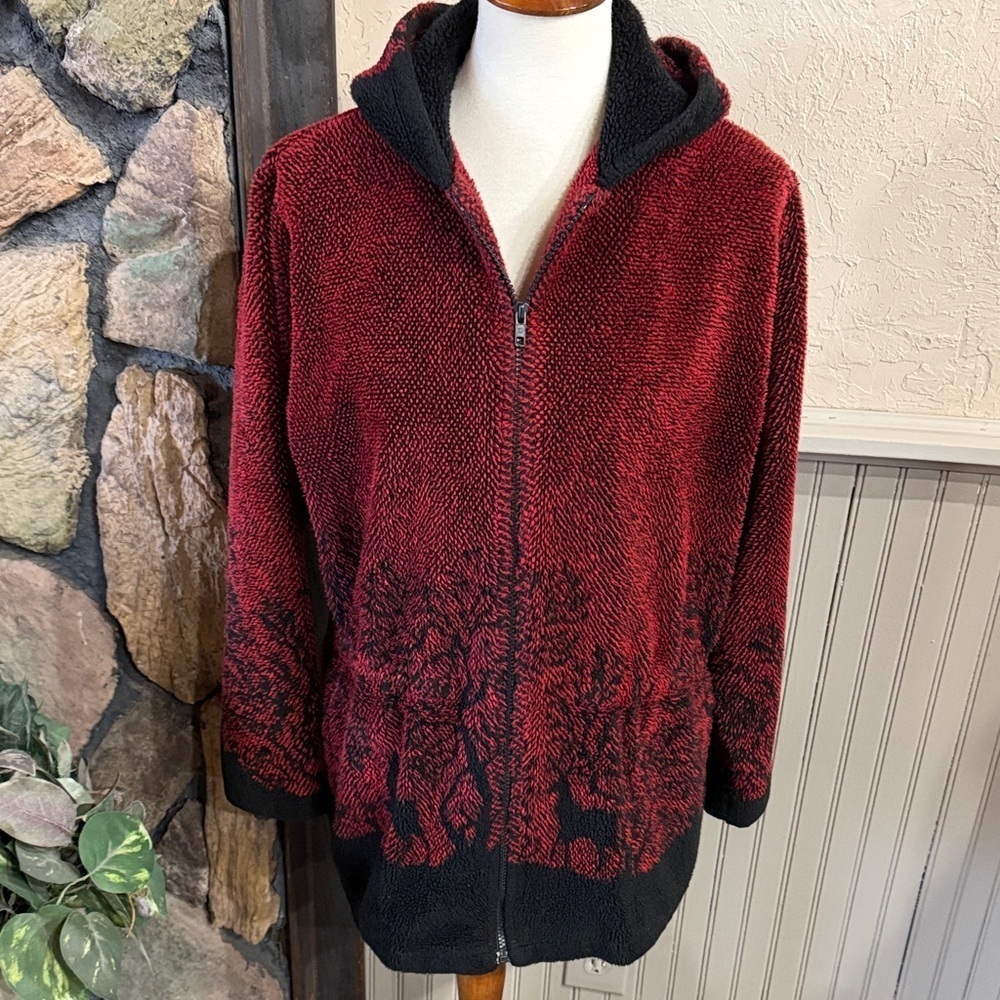 Red and Black Hooded Zip-Up Jacket